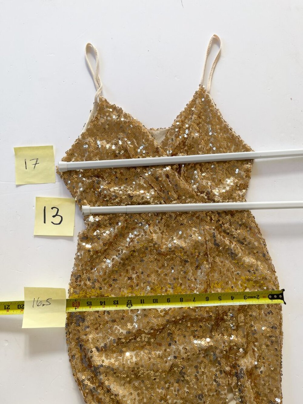 Gold sequin spaghetti strap long dress - Picture 5 of 5